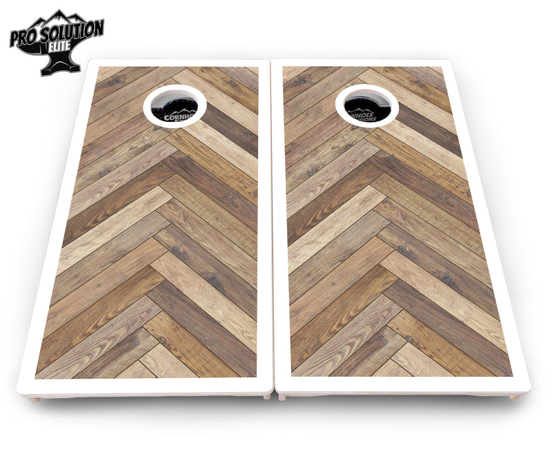 Pro Solution Elite - Herringbone w/Border Options - Professional Tournament Cornhole Boards 3/4" Baltic Birch - Zero Bounce Zero Movement Vertical Interlocking Braces for Extra Weight & Stability +Double Thick Legs +Airmail Blocker