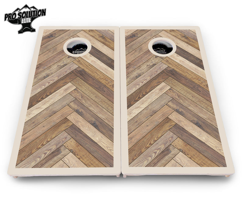 Pro Solution Elite - Herringbone w/Border Options - Professional Tournament Cornhole Boards 3/4" Baltic Birch - Zero Bounce Zero Movement Vertical Interlocking Braces for Extra Weight & Stability +Double Thick Legs +Airmail Blocker