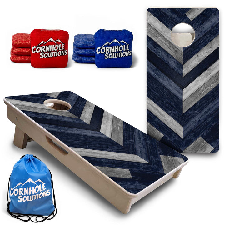 Blue Herringbone - Mini or Vacation Size Cornhole Boards
