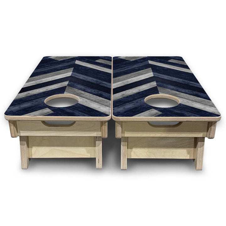 Blue Herringbone - Mini or Vacation Size Cornhole Boards