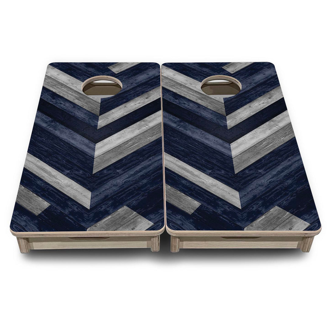 Blue Herringbone - Mini or Vacation Size Cornhole Boards