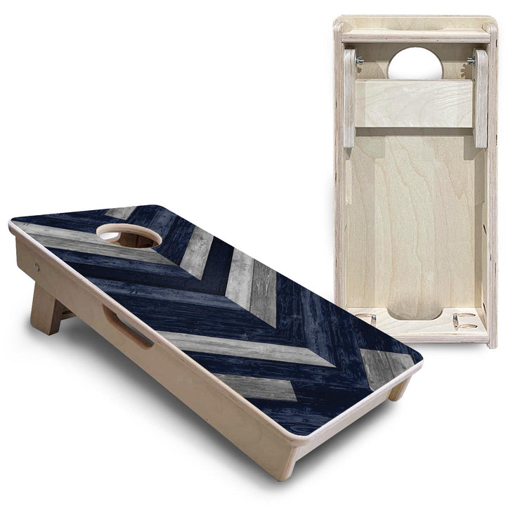 Blue Herringbone - Mini or Vacation Size Cornhole Boards