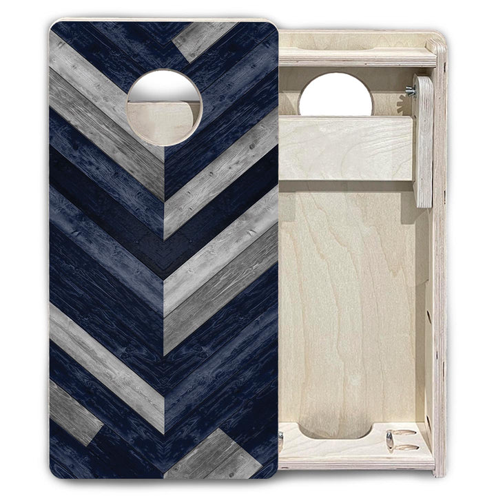Blue Herringbone - Mini or Vacation Size Cornhole Boards
