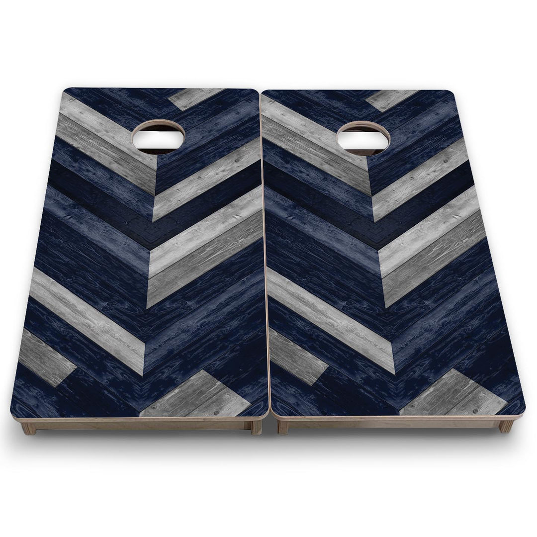 Blue Herringbone - Mini or Vacation Size Cornhole Boards