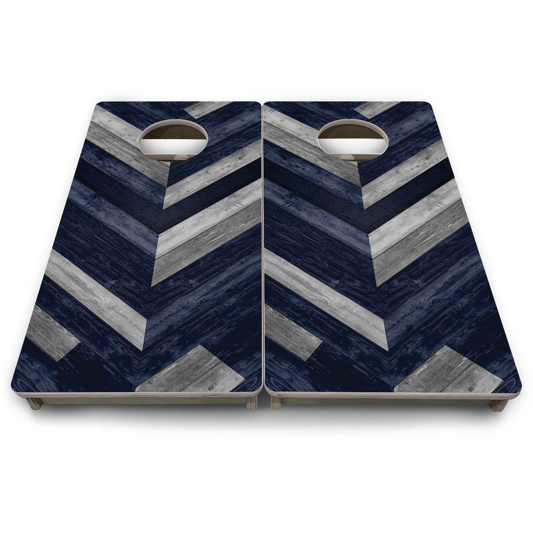 Blue Herringbone - Mini or Vacation Size Cornhole Boards
