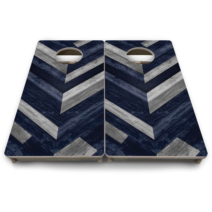 Blue Herringbone - Mini or Vacation Size Cornhole Boards