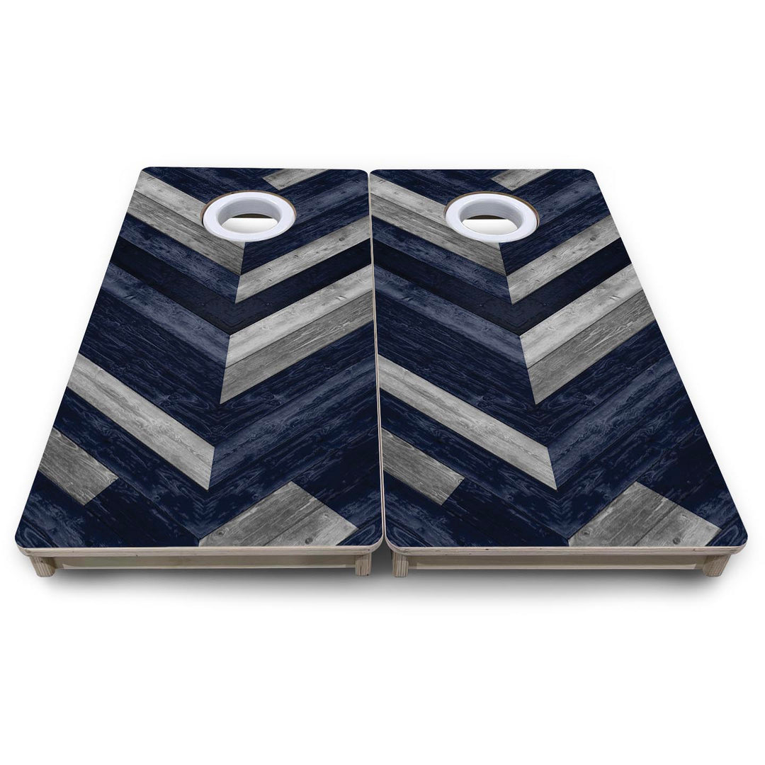 Blue Herringbone - Mini or Vacation Size Cornhole Boards
