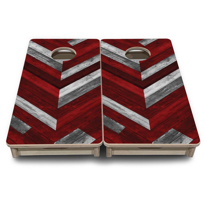 Red Herringbone - Mini or Vacation Size Cornhole Boards