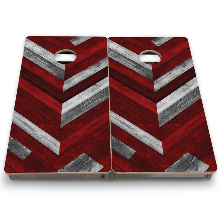 Red Herringbone - Mini or Vacation Size Cornhole Boards