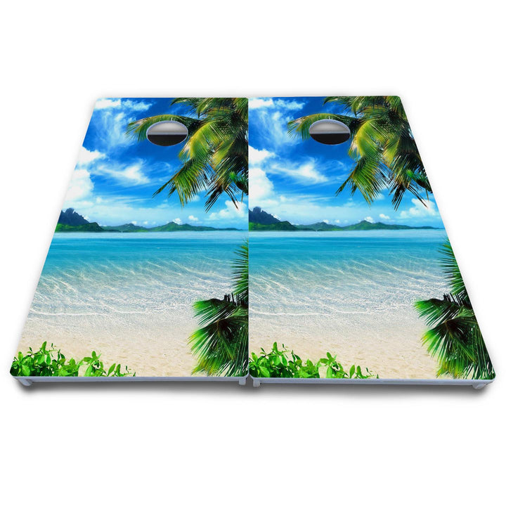 Beach Mountain Scene Cornhole Boards - All Weather Series