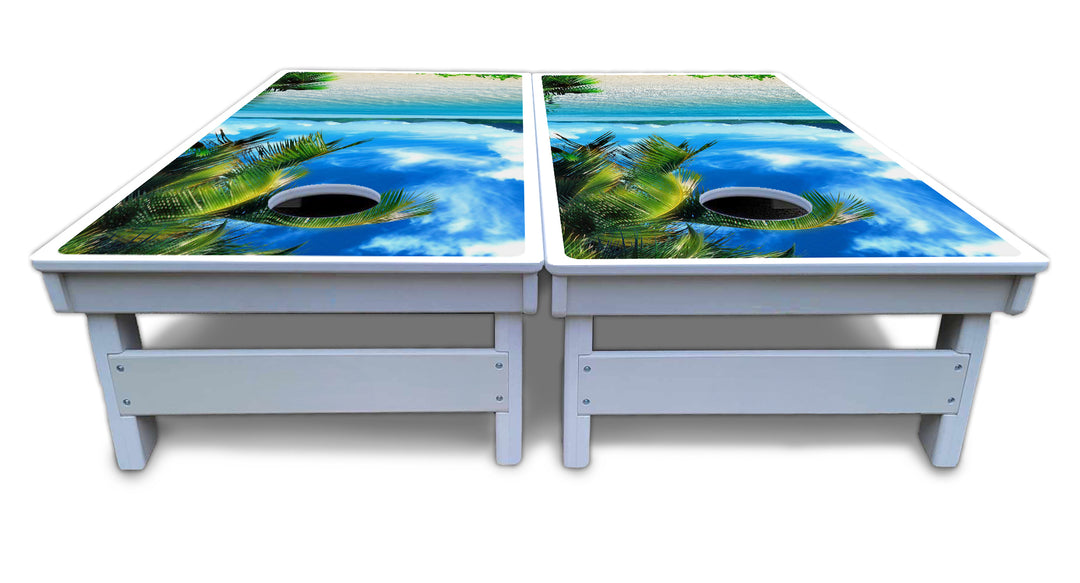 Beach Mountain Scene Cornhole Boards - All Weather Series