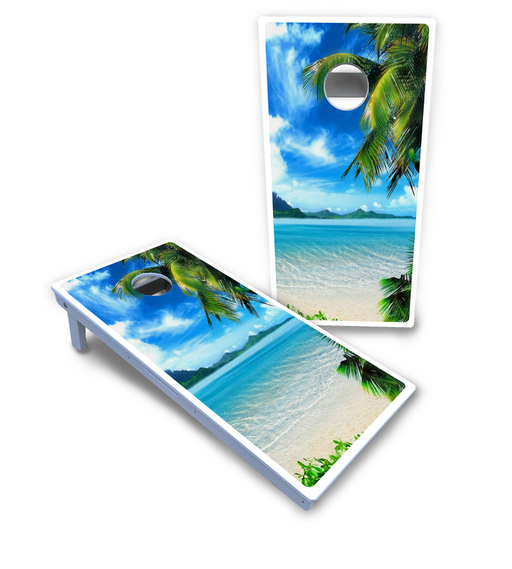 Beach Mountain Scene Cornhole Boards - All Weather Series