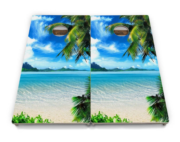 Beach Mountain Scene Cornhole Boards – Tournament Series