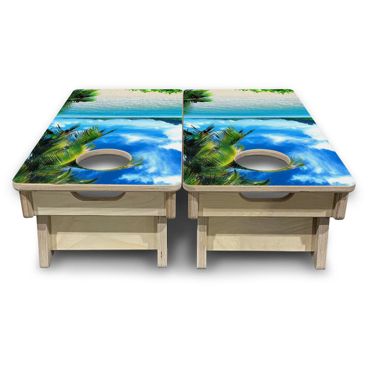 Mini Cornhole Boards - Beach Mountain Scene