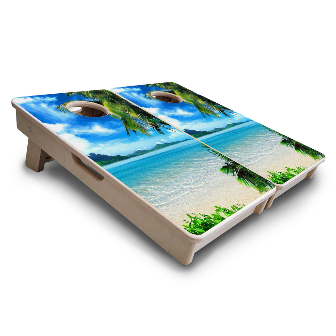 Mini Cornhole Boards - Beach Mountain Scene