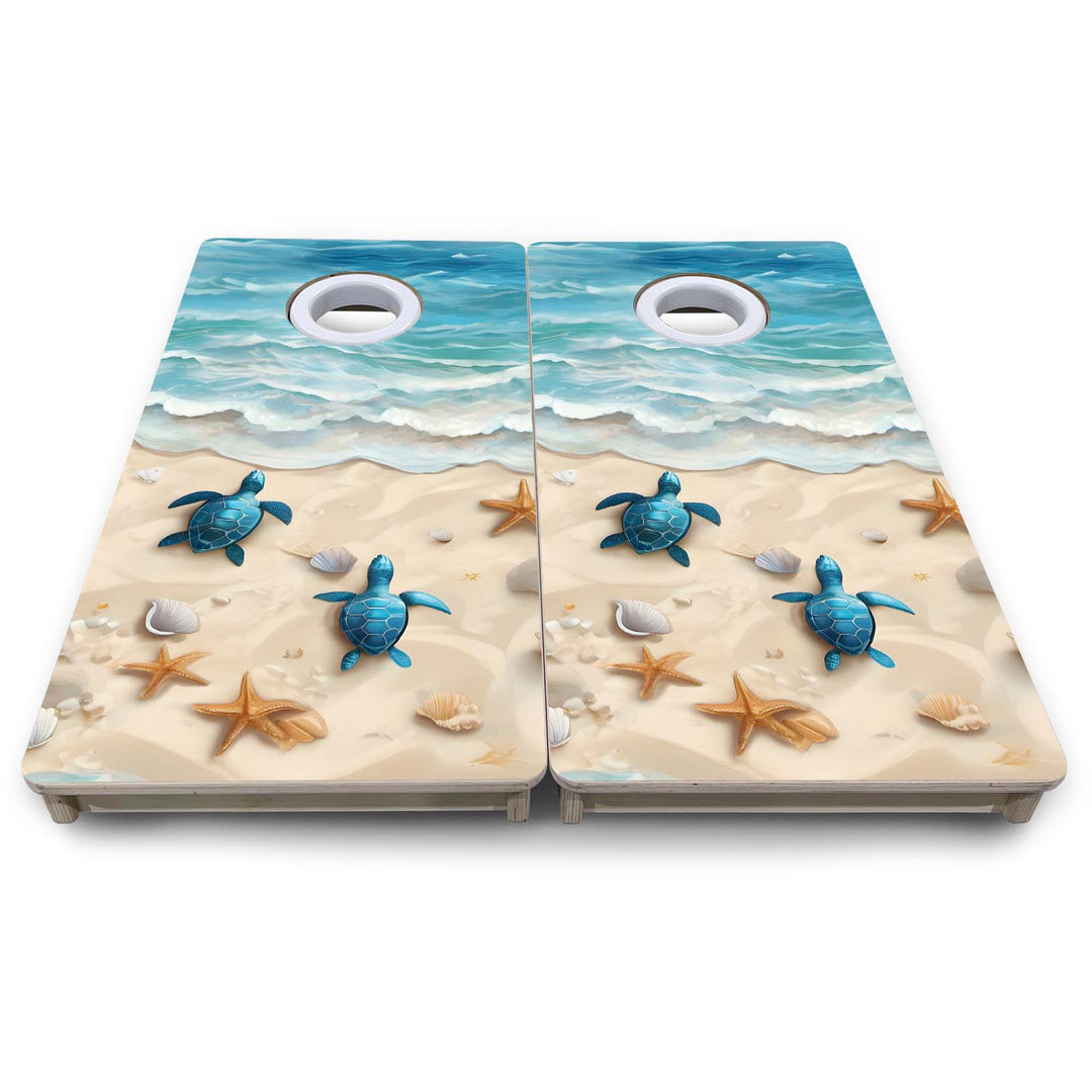 Sea Turtle Shores - Mini or Vacation Size Cornhole Boards