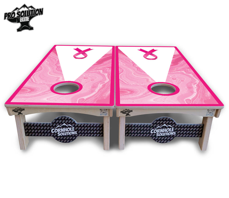 Pro Solution Elite - Cancer Awareness Design Options - Professional Tournament Cornhole Boards 3/4" Baltic Birch - Zero Bounce Zero Movement Vertical Interlocking Braces for Extra Weight & Stability +Double Thick Legs +Airmail Blocker