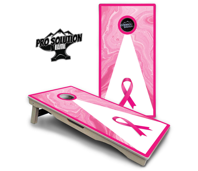 Pro Solution Elite - Cancer Awareness Design Options - Professional Tournament Cornhole Boards 3/4" Baltic Birch - Zero Bounce Zero Movement Vertical Interlocking Braces for Extra Weight & Stability +Double Thick Legs +Airmail Blocker