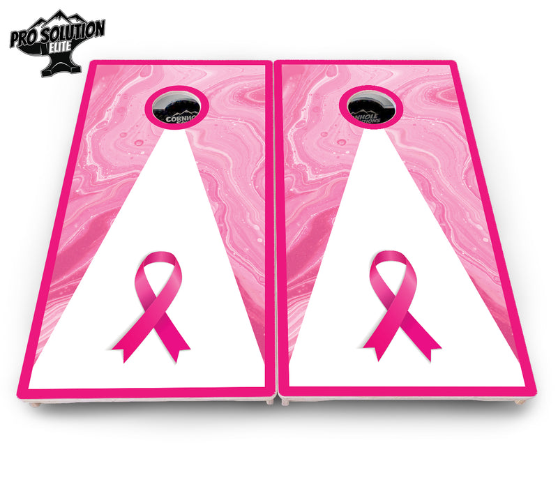 Pro Solution Elite - Cancer Awareness Design Options - Professional Tournament Cornhole Boards 3/4" Baltic Birch - Zero Bounce Zero Movement Vertical Interlocking Braces for Extra Weight & Stability +Double Thick Legs +Airmail Blocker