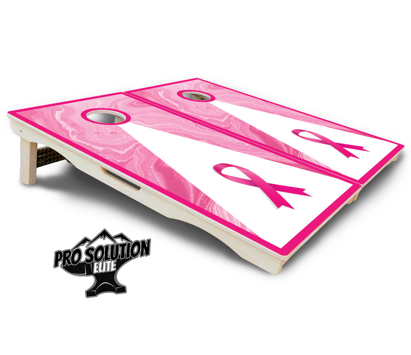 Pro Solution Elite - Cancer Awareness Design Options - Professional Tournament Cornhole Boards 3/4" Baltic Birch - Zero Bounce Zero Movement Vertical Interlocking Braces for Extra Weight & Stability +Double Thick Legs +Airmail Blocker