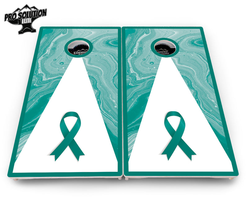 Pro Solution Elite - Cancer Awareness Design Options - Professional Tournament Cornhole Boards 3/4" Baltic Birch - Zero Bounce Zero Movement Vertical Interlocking Braces for Extra Weight & Stability +Double Thick Legs +Airmail Blocker