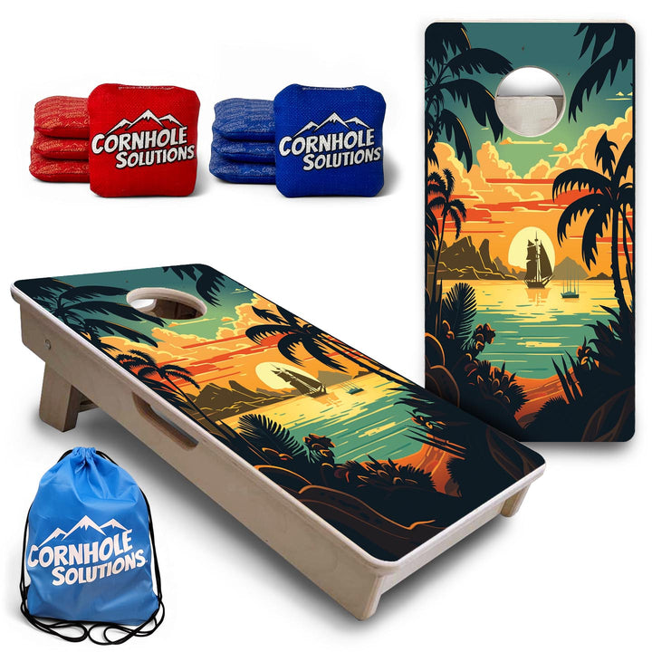 Beach Sunset Design Options - Mini or Vacation Size Cornhole Boards
