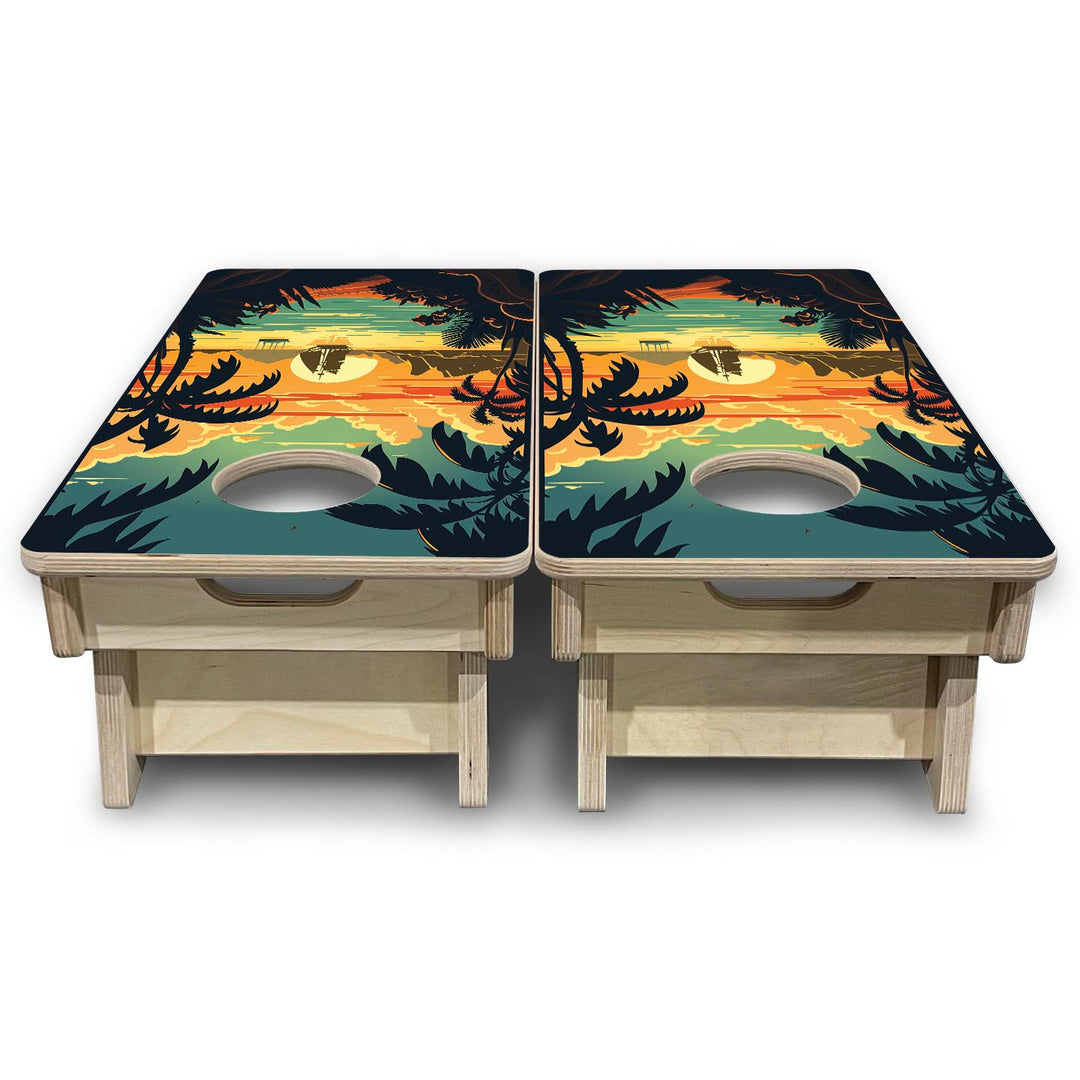 Beach Sunset Design Options - Mini or Vacation Size Cornhole Boards