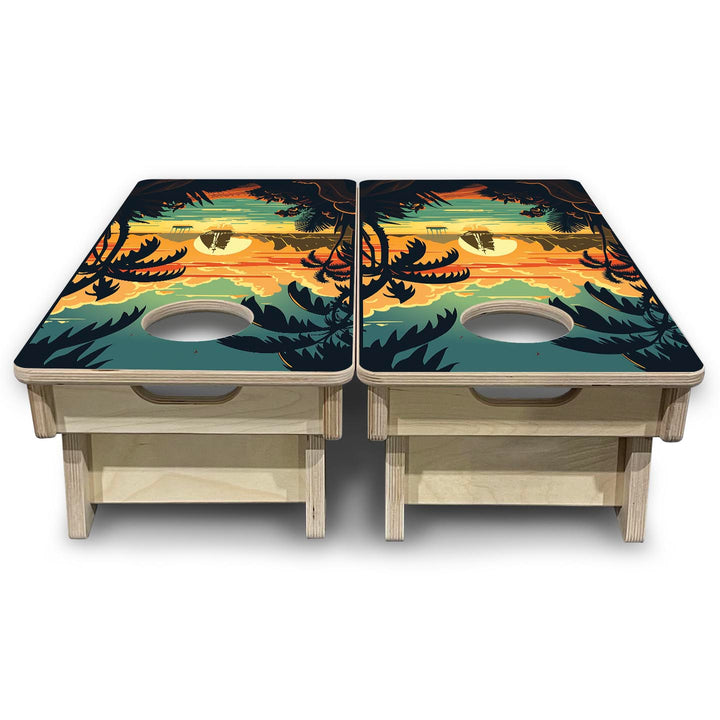 Beach Sunset Design Options - Mini or Vacation Size Cornhole Boards
