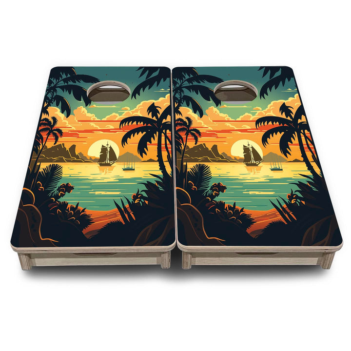 Beach Sunset Design Options - Mini or Vacation Size Cornhole Boards