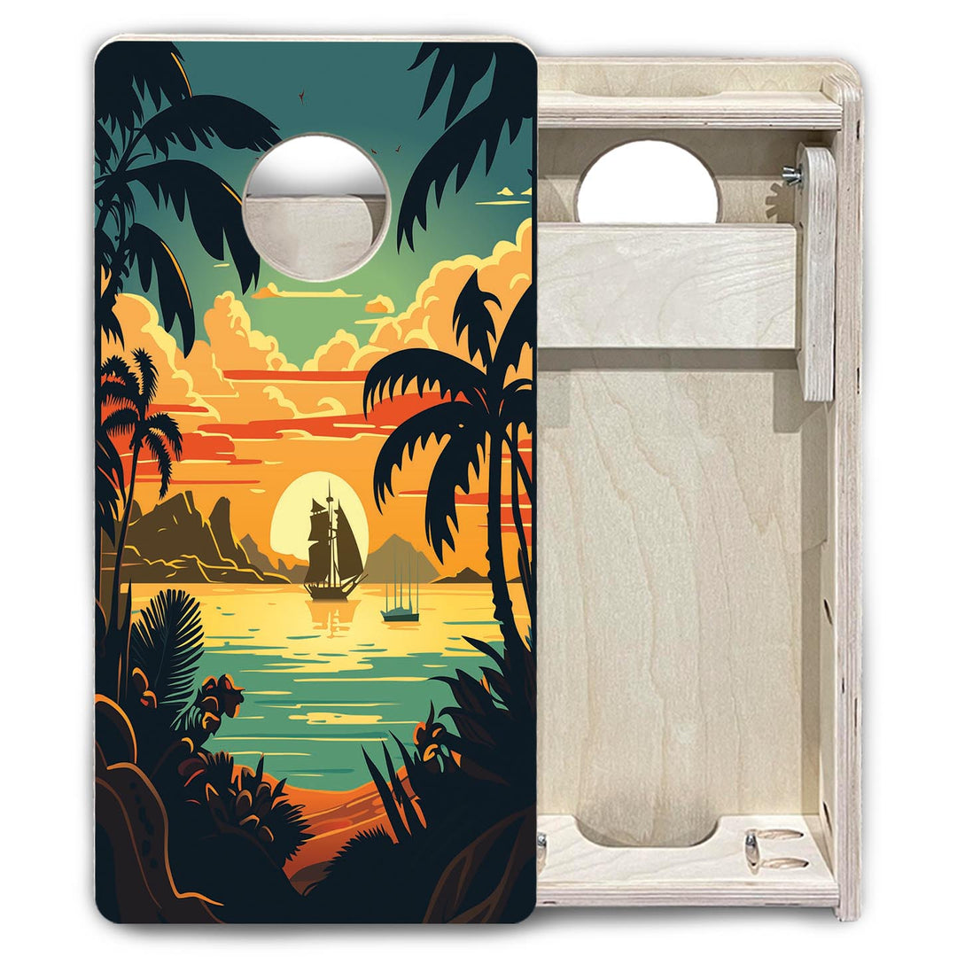 Beach Sunset Design Options - Mini or Vacation Size Cornhole Boards