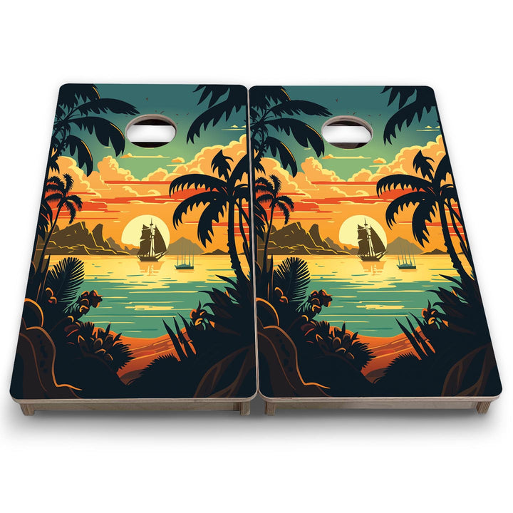Beach Sunset Design Options - Mini or Vacation Size Cornhole Boards