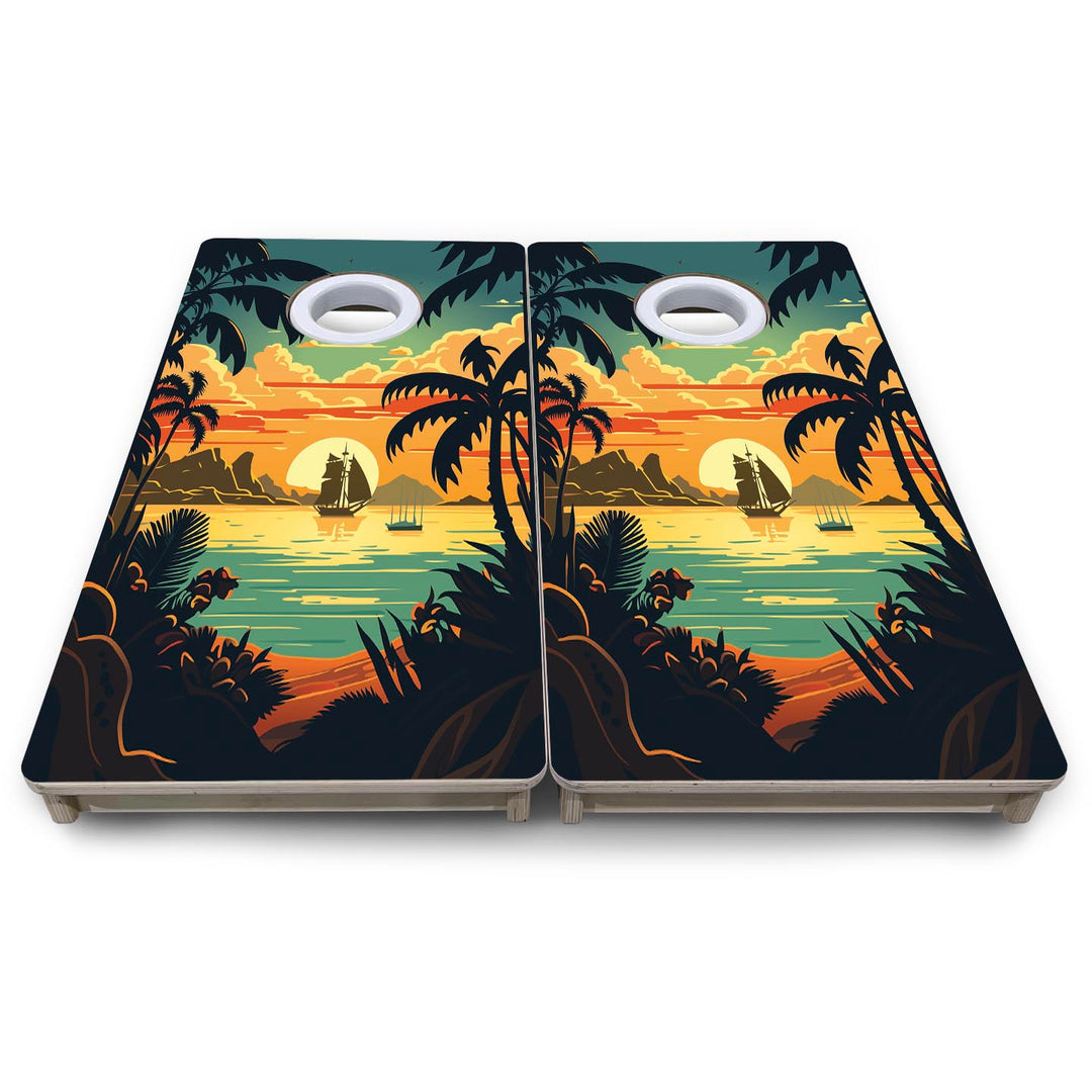 Beach Sunset Design Options - Mini or Vacation Size Cornhole Boards