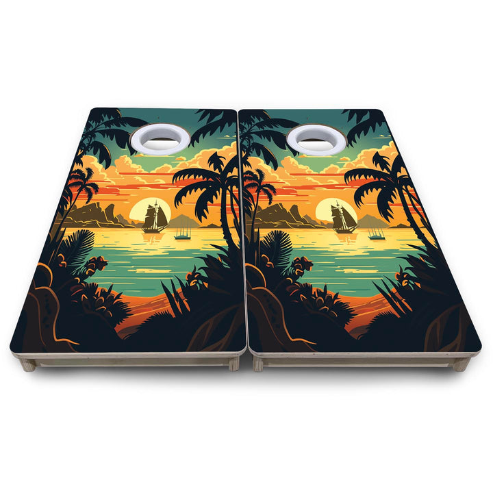 Beach Sunset Design Options - Mini or Vacation Size Cornhole Boards