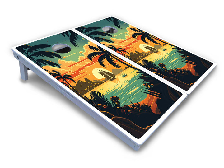 Beach Sunset Cornhole Boards - All Weather Series