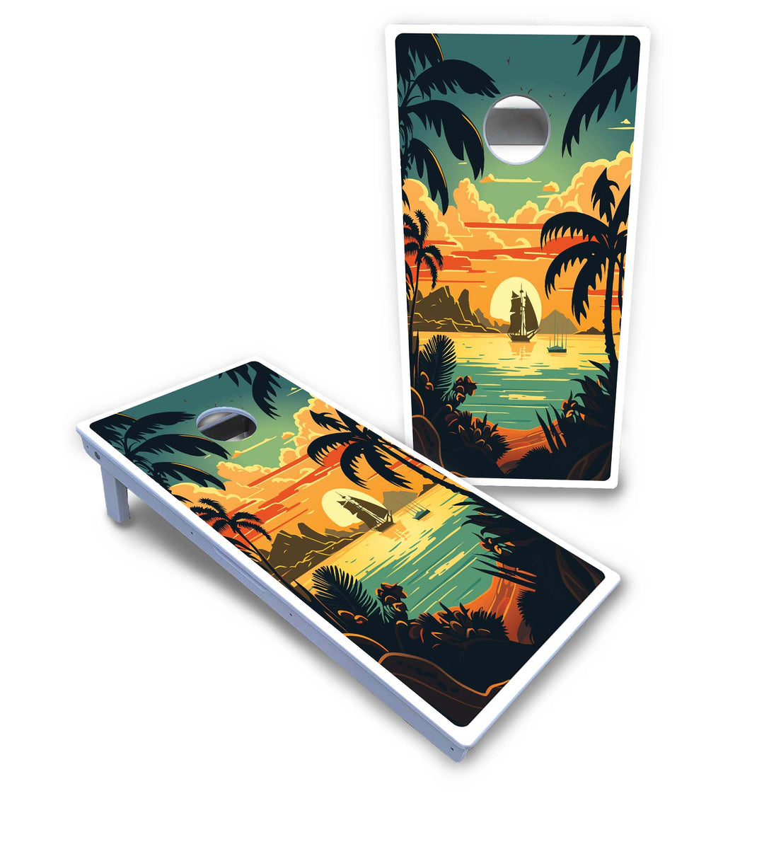 Beach Sunset Cornhole Boards - All Weather Series