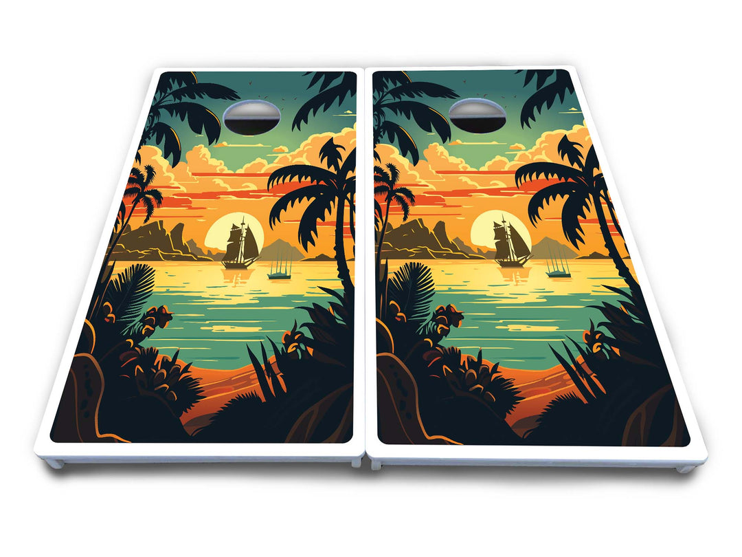 Beach Sunset Cornhole Boards - All Weather Series