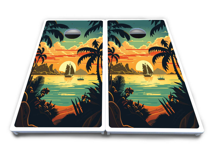 Beach Sunset Cornhole Boards - All Weather Series