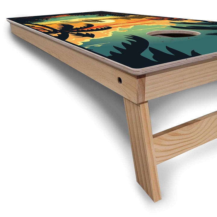Beach/Mountain Sunset Cornhole Boards - Backyard Series