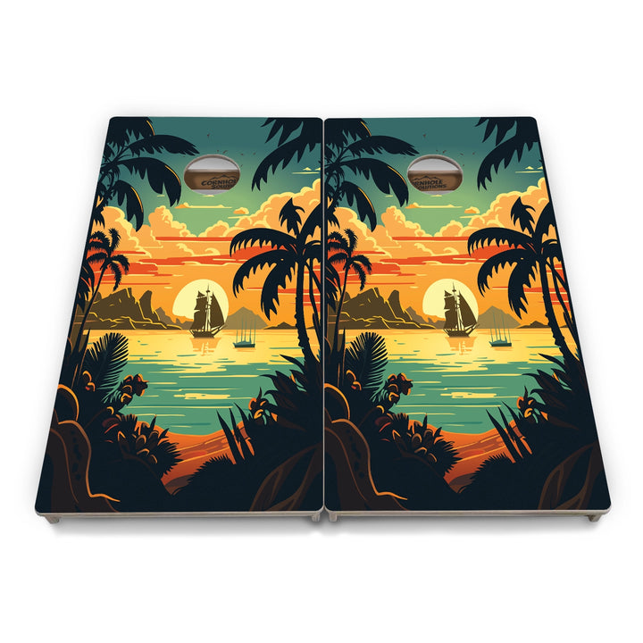Beach Sunset Cornhole Boards – Tournament Series