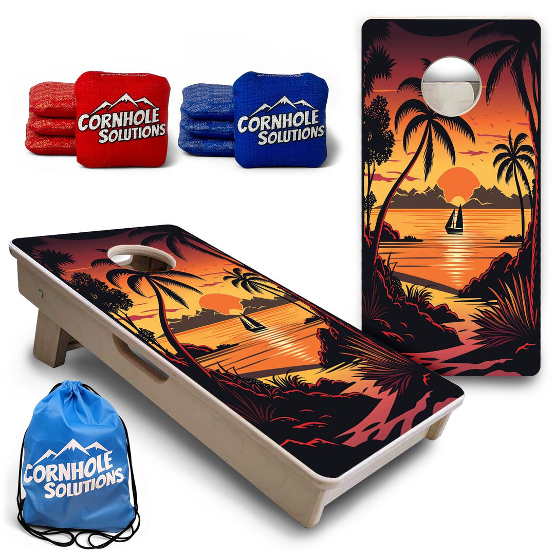 Beach Sunset Design Options - Mini or Vacation Size Cornhole Boards