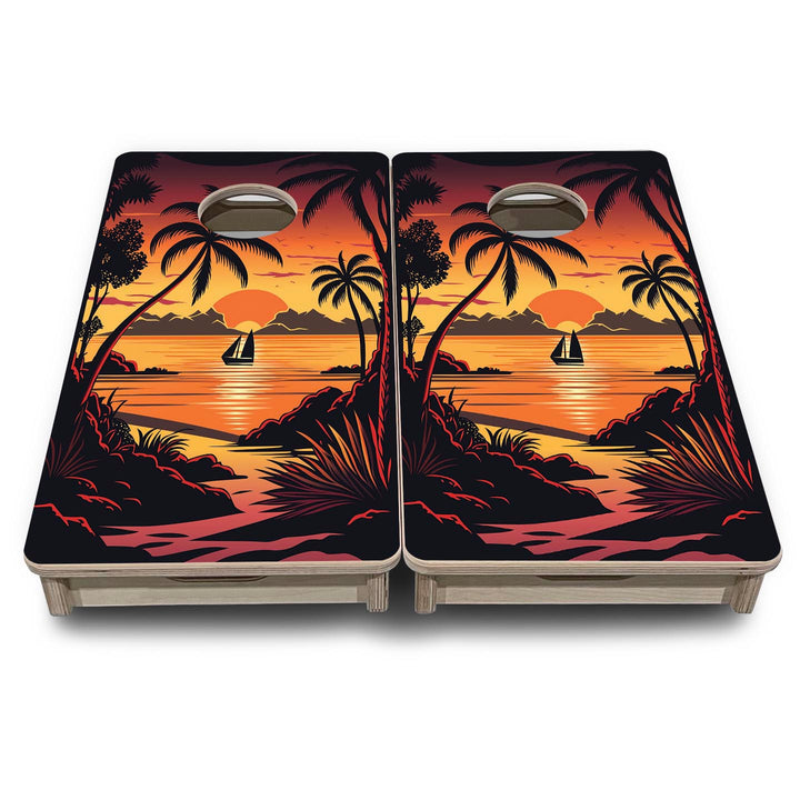 Beach Sunset Design Options - Mini or Vacation Size Cornhole Boards