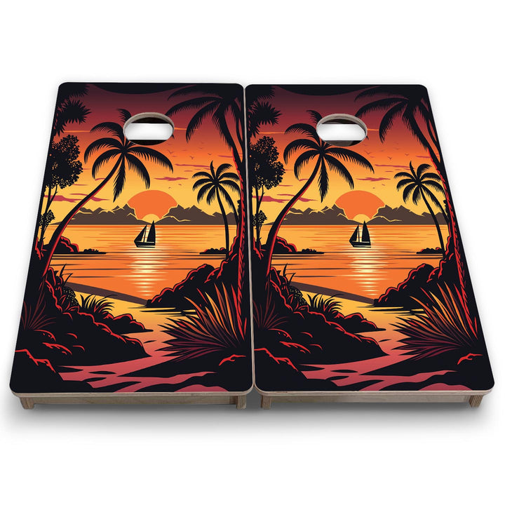 Beach Sunset Design Options - Mini or Vacation Size Cornhole Boards