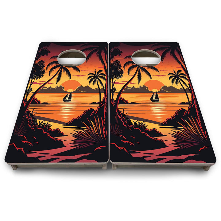 Beach Sunset Design Options - Mini or Vacation Size Cornhole Boards