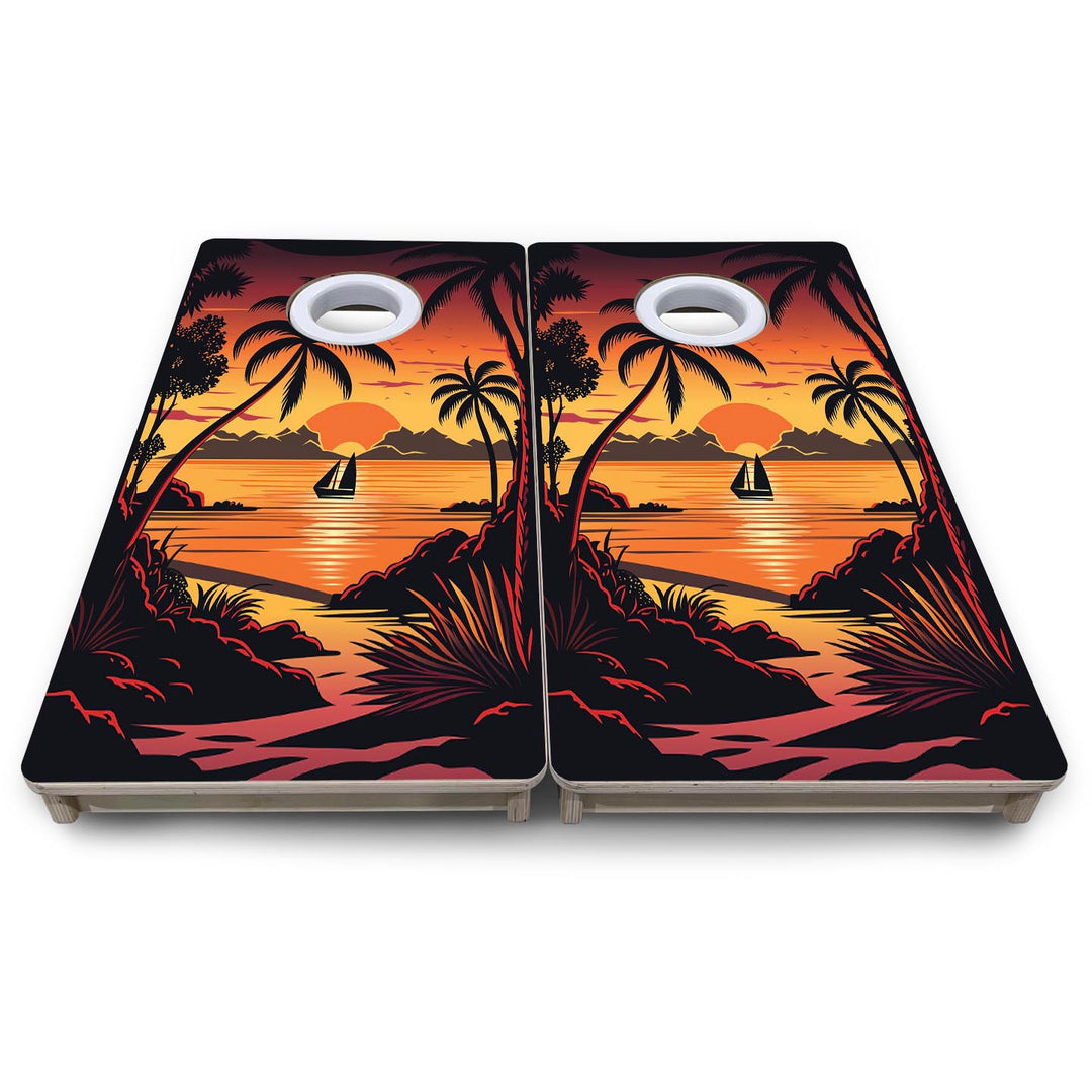 Beach Sunset Design Options - Mini or Vacation Size Cornhole Boards