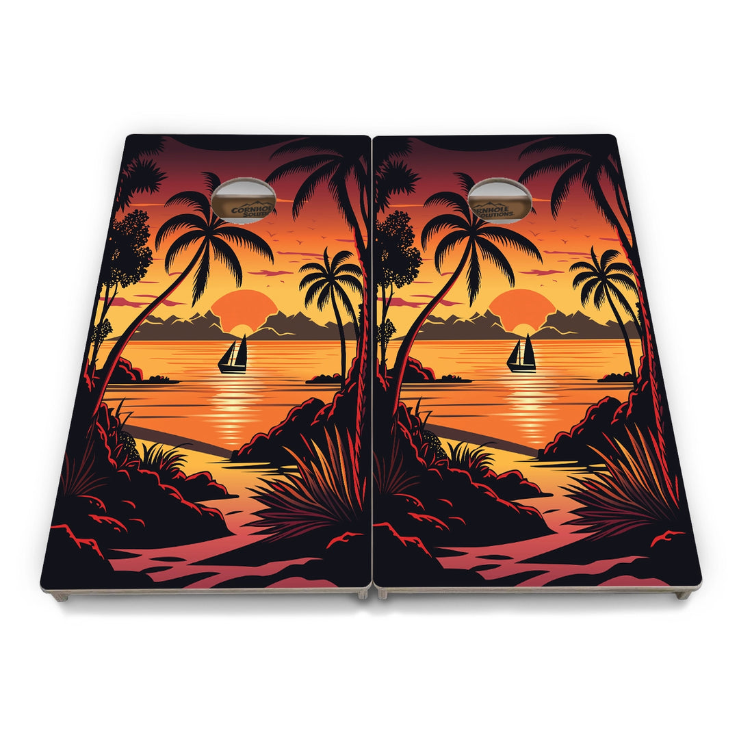 Beach Sunset Cornhole Boards – Tournament Series