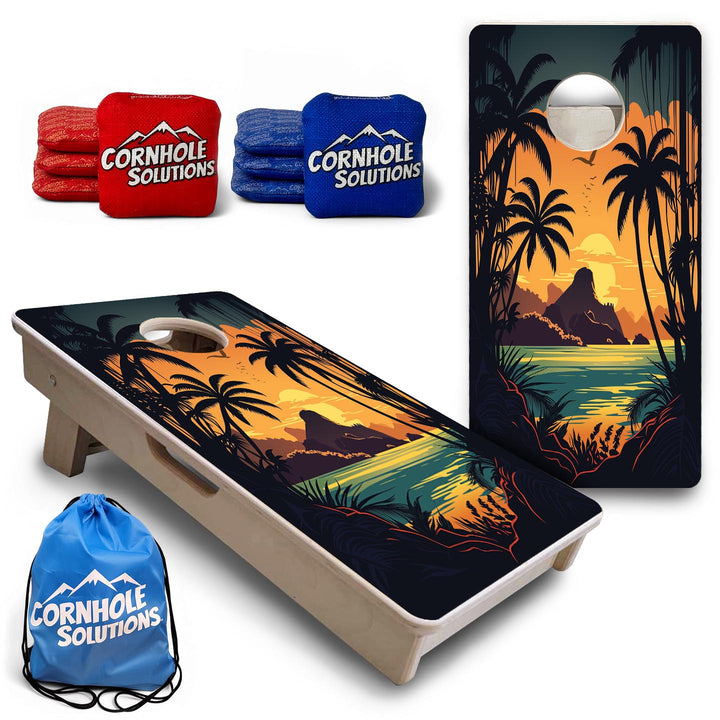 Beach Sunset Design Options - Mini or Vacation Size Cornhole Boards