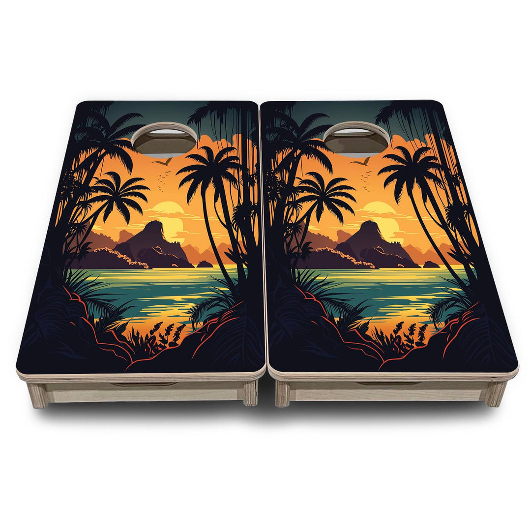 Beach Sunset Design Options - Mini or Vacation Size Cornhole Boards