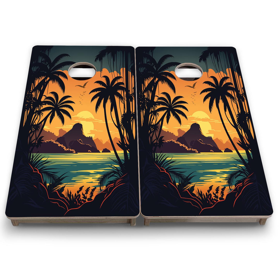 Beach Sunset Design Options - Mini or Vacation Size Cornhole Boards