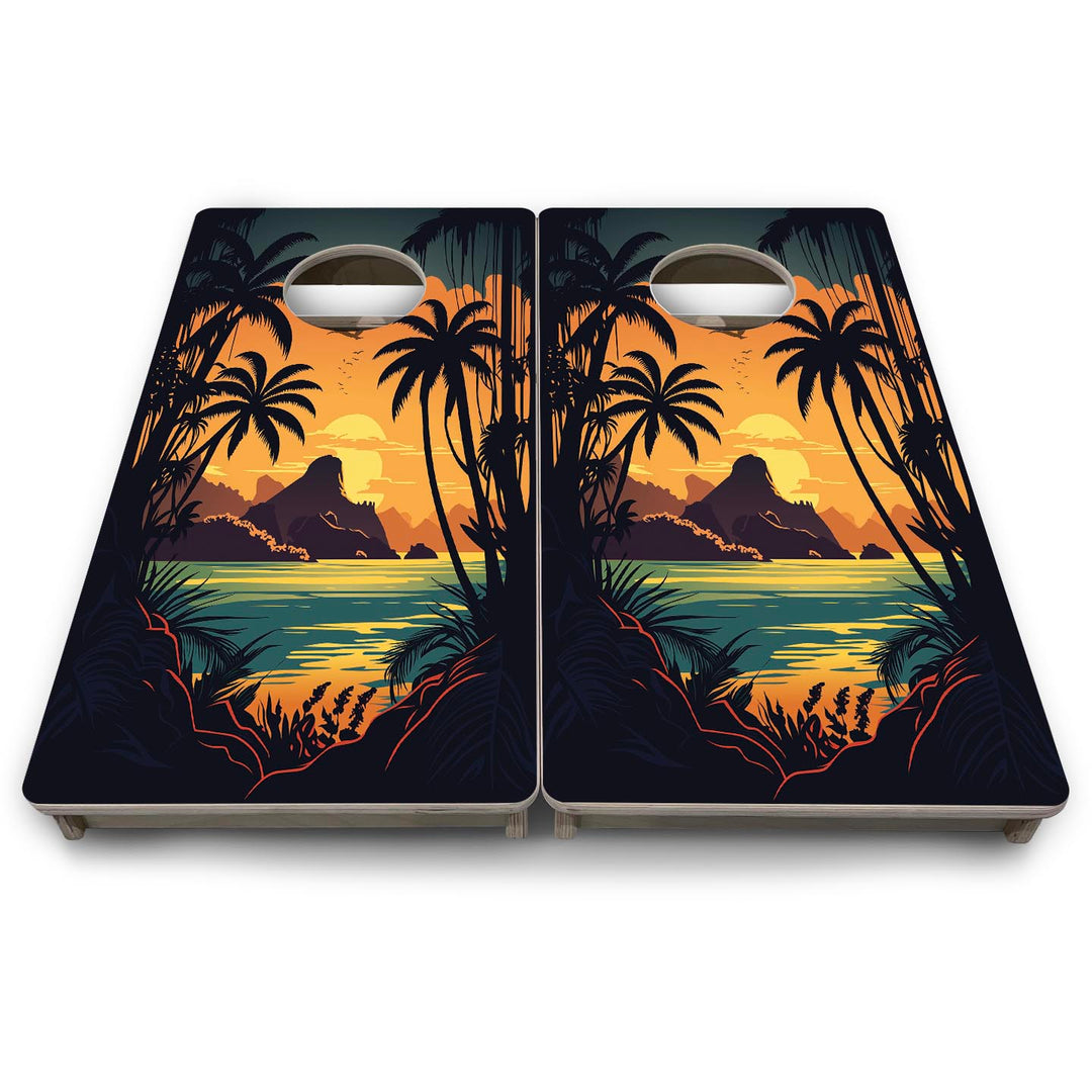 Beach Sunset Design Options - Mini or Vacation Size Cornhole Boards