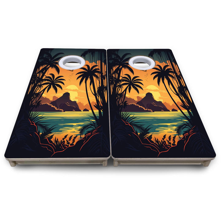 Beach Sunset Design Options - Mini or Vacation Size Cornhole Boards
